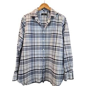 Hart Schaffner Marx Linen Blue Stretch Blend Long Sleeve Mens XL